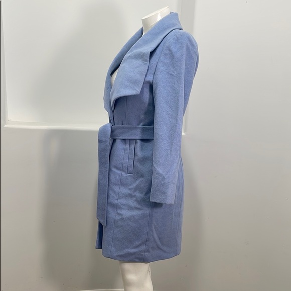 Cole Haan  Signature Women’s Belted Wrap Ice Blue Wool Pea Coat Size 12 NWT - Picture 9 of 12